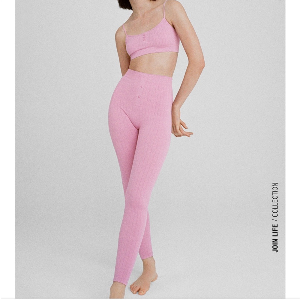 Zara pink two piece ribbed set